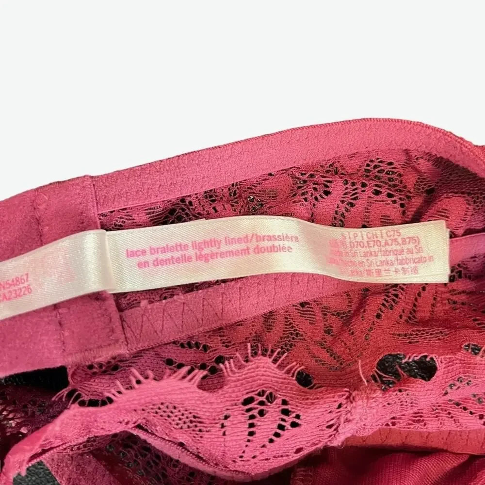 VICTORIA'S SECRET Pink Lace Floral Halter Lightly Lined BRALETTE Bra Underwire S
